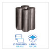 Low-Density Waste Can Liners, 60 gal, 0.65 mil, 38" x 58", Black, Perforated Roll, 25 Bags/Roll, 4 Rolls/Carton