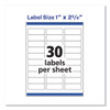 Easy Peel White Address Labels w/ Sure Feed Technology, Inkjet Printers, 1 x 2.63, White, 30/Sheet, 100 Sheets/Box
