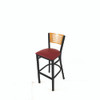 Jones River Series Barstool, Supports Up to 300 lb, 28.5" Seat Height, Burgundy Seat, Natural Back, Black Base