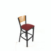 Jones River Series Barstool, Supports Up to 300 lb, 28.5" Seat Height, Burgundy Seat, Natural Back, Black Base