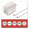 GaN USB-A/USB-C Wall Charger with Cable, 65 W, 3 Ports, White