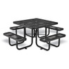 Expanded Steel Picnic Table, Square, 81 x 81 x 29.5, Black Top, Black Base/Legs