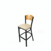 Circle Series Barstool, Supports Up to 300 lb, 28.5" Seat Height, Taupe Seat, Natural Back, Black Base