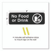 No Food or Drink Wall Sign, 9" x 3", Black Face, White Graphics, 3/Pack