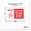 Preprinted Surface Safe Wall Decals, 10 x 7, Wash Hands for at Least 20 Seconds, White/Red Face, Red Graphics, 5/Pack