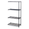 Industrial Add-On Unit, Four-Shelf, 36w x 18d x 72h, Steel, Black