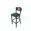 Eagle Series Barstool, Supports Up to 300 lb, 28.5" Seat Height, Green Seat, Dark Mahogany Back, Black Base