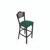 Eagle Series Barstool, Supports Up to 300 lb, 28.5" Seat Height, Green Seat, Dark Walnut Back, Black Base