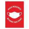 Preprinted Surface Safe Wall Decals, 7 x 10, Mask Required Beyond This Point, Red Face, White Graphics, 5/Pack