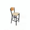 Liberty Series Barstool, Supports Up to 300 lb, 28.5" Seat Height, Taupe Seat, Natural Back, Black Base