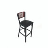 Jones River Series Barstool, Supports Up to 300 lb, 28.5" Seat Height, Black Seat, Dark Mahogany Back, Black Base