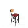 Liberty Series Barstool, Supports Up to 300 lb, 28.5" Seat Height, Burgundy Seat, Natural Back, Black Base