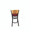 Liberty Series Barstool, Supports Up to 300 lb, 28.5" Seat Height, Burgundy Seat, Natural Back, Black Base