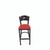 Liberty Series Barstool, Supports Up to 300 lb, 28.5" Seat Height, Red Seat, Dark Mahogany Back, Black Base