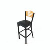 Eagle Series Barstool, Supports Up to 300 lb, 28.5" Seat Height, Black Seat, Natural Back, Black Base
