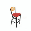 Eagle Series Barstool, Supports Up to 300 lb, 28.5" Seat Height, Red Seat, Natural Back, Black Base