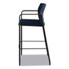 Accommodate Series Cafe Stool with Fixed Arms, Supports Up to 300 lb, 30" Seat Height, Navy Seat, Navy Back, Black Base Accommodate Series Cafe Stool with Fixed Arms, Supports Up to 300 lb, 30" Seat Height, Navy Seat, Navy Back, Black Base