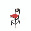 Eagle Series Barstool, Supports Up to 300 lb, 28.5" Seat Height, Red Seat, Dark Walnut Back, Black Base
