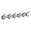 Family Coat Wall Rack, 6 Hook, 42.75w x 5.25d x 7.25h, Black
