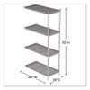Industrial Add-On Unit, Four-Shelf, 36w x 18d x 72h, Steel, Metallic Gray