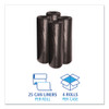 Low-Density Waste Can Liners, 56 gal, 0.6 mil, 43" x 47", Black, Perforated Roll, 25 Bags/Roll, 4 Rolls/Carton