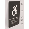 ADA Sign, Area of Refuge, 6 x 9, Black Face, White Graphics