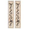 Black, White, and Wood Welcome Banner, 8" x 39", Pack of 2