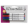 Dry Erase Markers, Thin Line Style, Assorted Colors, Pack of 4