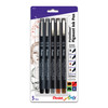 Pointliner Pen, 0.5mm Tip, Assorted Ink Colors, 5-Pack