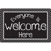 Welcome Mat with Slip Resistant Backing, 15.5" x 23.5", Black and White Dots Everyone is Welcome Here