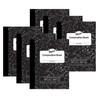 Composition Book, Black Marble, 9/32" Ruled w/ Margin, 9-3/4" x 7-1/2", 100 Sheets, Pack of 6