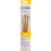 RealValue Round Brush Set, Camel Bristles, Short Handle Mixed Media Paintbrush, Yellow, 3 Pieces