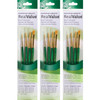 RealValue Brush Set, Gold Taklon Bristles, Short Handle Mixed Media Paintbrush, Brown, 4 Per Set, 3 Sets