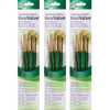 RealValue Brush Set, Gold Taklon Bristles, Short Handle Mixed Media Paintbrush, Green, 4 Per Set, 3 Sets