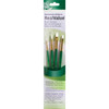 RealValue Brush Set, White Taklon Bristles, Short Handle Mixed Media Paintbrush, Green, 4 Pieces
