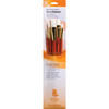 RealValue Brush Set, White Taklon Bristles, Long Handle Mixed Media Paintbrush, Orange, 5 Pieces