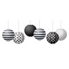 Black & White 8" Hanging Paper Lanterns, Pack of 6