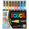 uni POSCA PC-3M Water-Based Paint Markers, Reversible Fine Tip (0.9-1.3mm), Soft Colors, 8 Pack
