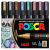 uni POSCA PC-5M Water-Based Paint Markers, Reversible Medium Tip (1.8-2.5mm), Metallic Colors, 8 Pack