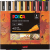 uni POSCA PC-5M Water-Based Paint Markers, Reversible Medium Tip (1.8-2.5mm), Warm Tone Ink Colors, 8 Pack