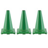 Hi-Visibility Flexible Vinyl Cone, weighted, 12", Green, Pack of 3