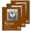 400 Series Sketch Pad, Side Wire Binding, 100 Sheet, 9x12 inch, Pack of 3