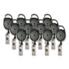 Retractable Carabiner Style Badge Reels with Badge Strap, Smoke, Pack of 12