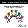 Stop Watch, Neon Colors, Set of 6