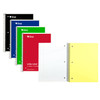 3-Subject Notebook, Wide Ruled, 120 Sheets, Assorted Colors, Pack of 3