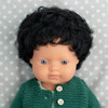 Anatomically Correct 15" Baby Doll, Caucasian Boy, Curly Black Hair (Polybag)