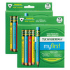 My First® Short Wooden Pencils, Large Triangle Barrel, Sharpened, #2 HB Soft, With Eraser, Primary Colors, 12 Per Pack, 2 Packs