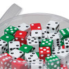 Drum of Dice, Assorted Red, Green & White, 0.625" x 0.625", 144 Pieces Drum of Dice, Assorted Red, Green & White, 0.625" x 0.625", 144 Pieces