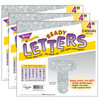 Silver Sparkle 4" Casual Uppercase Ready Letters®, 71 Per Pack, 3 Packs