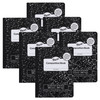 Composition Books with Dry Erase Surfaces, Black Marble, 3/8" Ruled w/Margin , 100 Sheets/200 Pages, Pack of 6